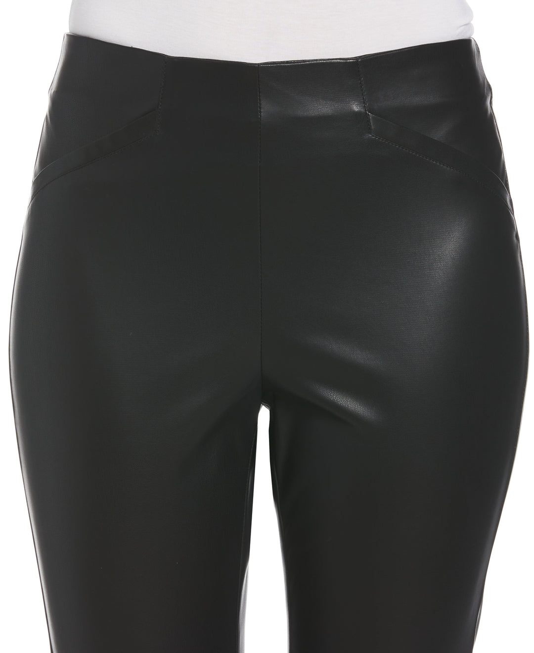 Faux Leather High Waist Boot Cut Pant (Black) 