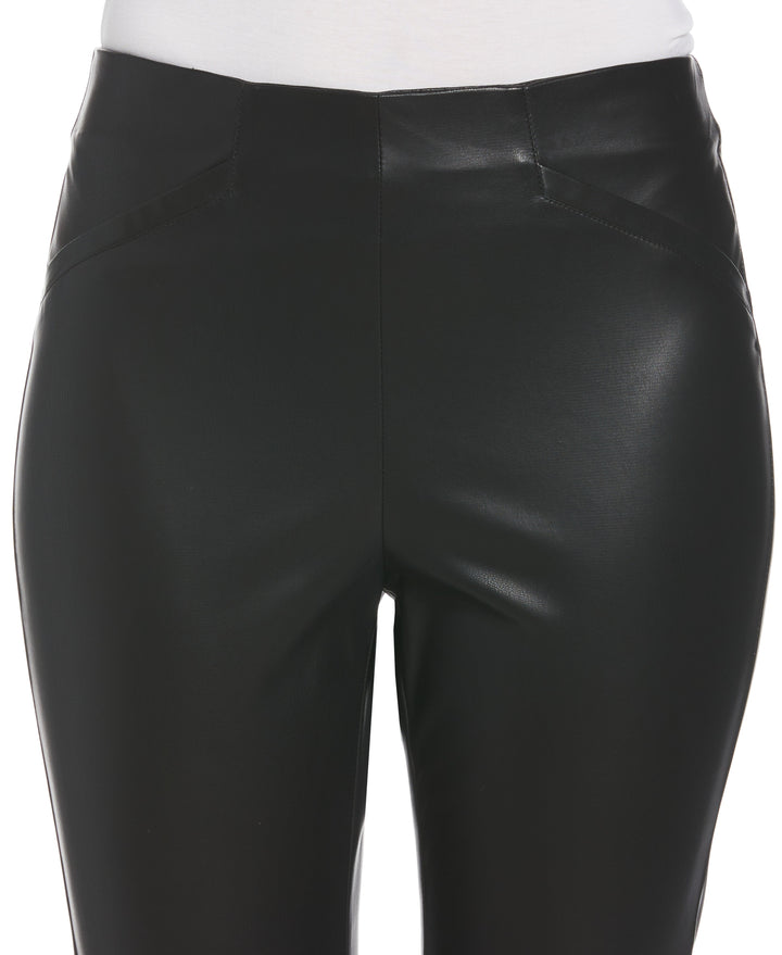 Faux Leather High Waist Boot Cut Pant (Black) 