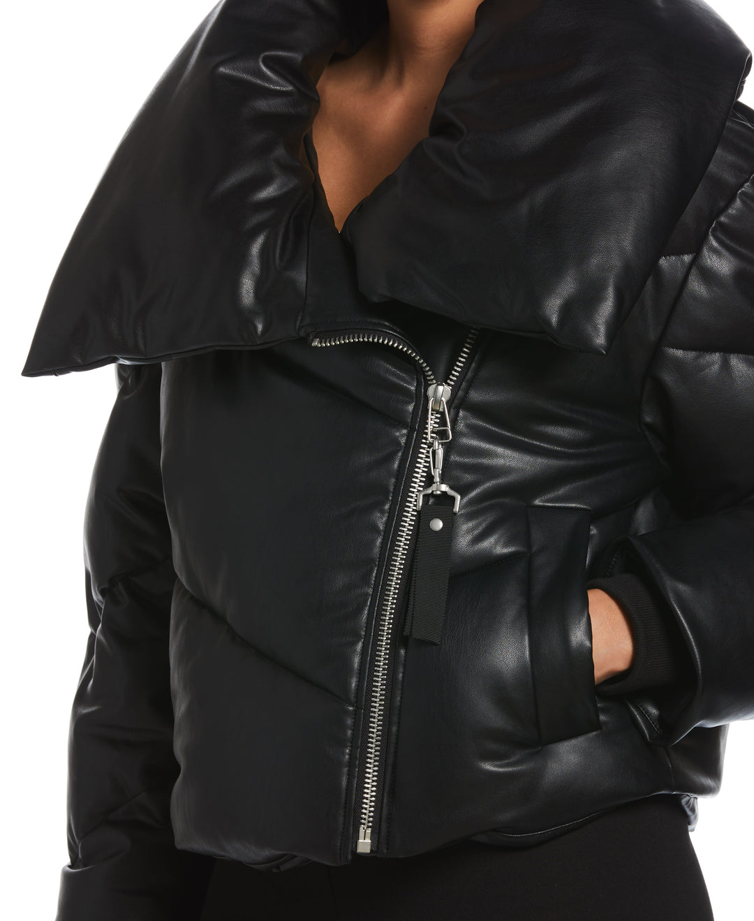 Women's Vegan Leather Puffer Jacket | Rafaella