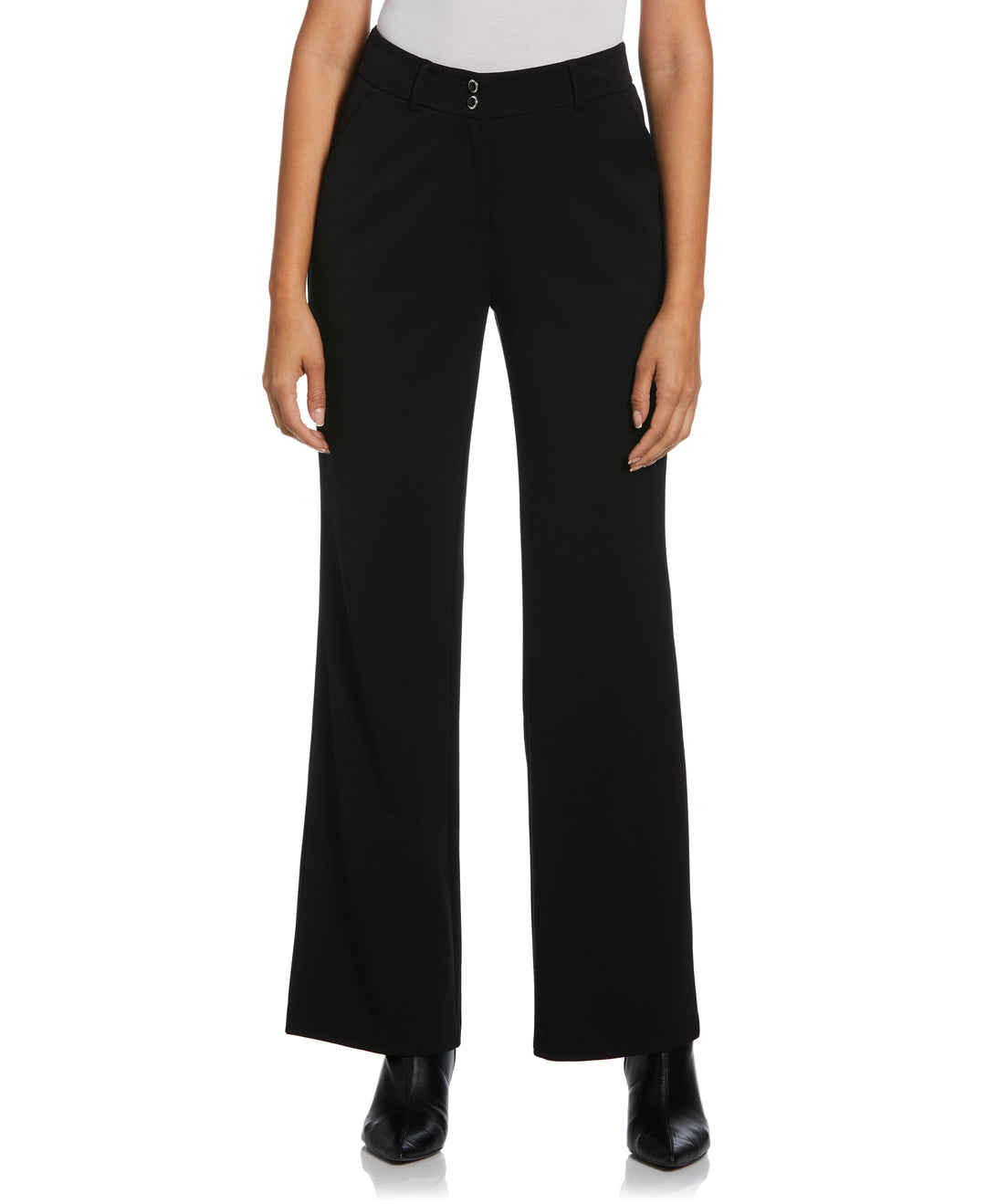 Ella by Rafaella Women's Wide Leg Pants in Black, Size 8, Solid, Polyester/Viscose/Lycra Ella by Rafaella Women's Wide Leg Pants in Black, Size 8, Solid, Polyester/Viscose/Lycra